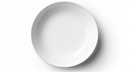 A sharp mockup of a plate with food isolated on white background top view.