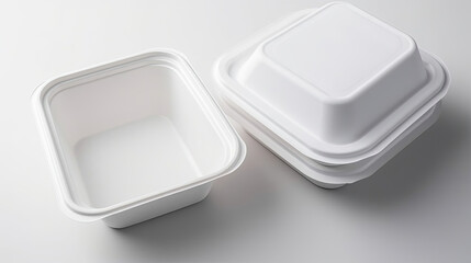 A practical mockup of a takeout container with food isolated on white background top view.