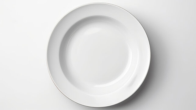 A sharp mockup of a plate with food isolated on white background top view.