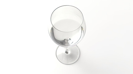 A high-quality mockup of a wine glass with customizable design isolated on white background top view.