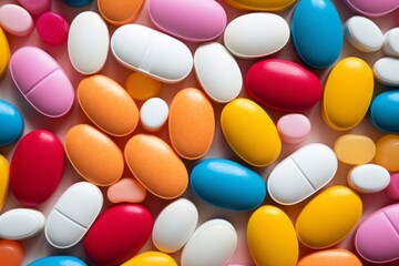 Colorful pills background. AI generated