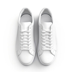 A realistic mockup of a pair of shoes isolated on white background top view.