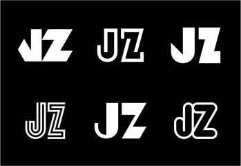 Set of letter JZ logos. Abstract logos collection with letters. Geometrical abstract logos
