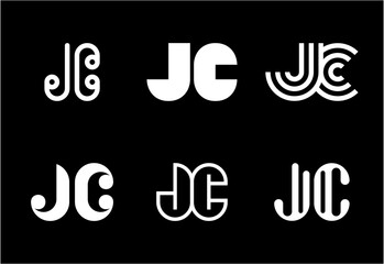 Set of letter JC logos. Abstract logos collection with letters. Geometrical abstract logos