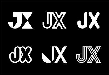 Set of letter JX logos. Abstract logos collection with letters. Geometrical abstract logos