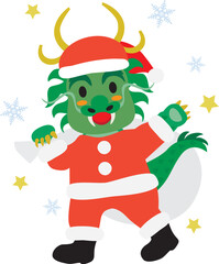 クリスマスと年末セールのかわいい龍のスタッフ