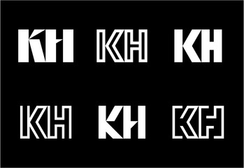 Set of letter KH logos. Abstract logos collection with letters. Geometrical abstract logos