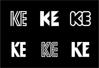 Set of letter KE logos. Abstract logos collection with letters. Geometrical abstract logos