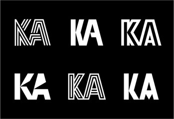 Set of letter KA logos. Abstract logos collection with letters. Geometrical abstract logos