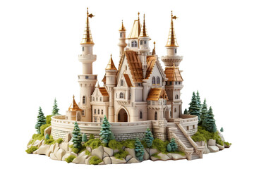 3d model Castle isolate on white background  