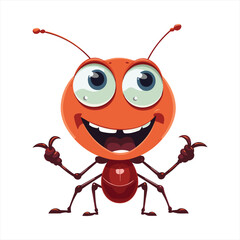 Ant Cute Funny Cartoon Kawaii Clipart Colorful Watercolor Animal Pet Sticker Illustration