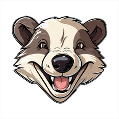 Badger Cute Funny Cartoon Kawaii Clipart Colorful Watercolor Animal Pet Sticker Illustration