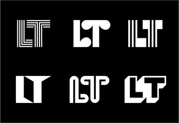 Set of letter LT logos. Abstract logos collection with letters. Geometrical abstract logos