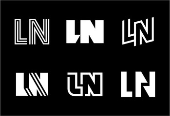 Set of letter LN logos. Abstract logos collection with letters. Geometrical abstract logos