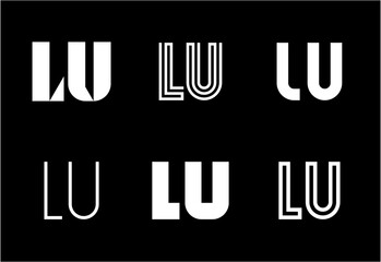 Set of letter LU logos. Abstract logos collection with letters. Geometrical abstract logos