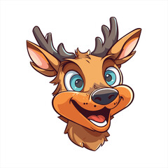 Deer Cute Funny Cartoon Kawaii Clipart Colorful Watercolor Animal Pet Sticker Illustration