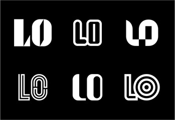 Set of letter LO logos. Abstract logos collection with letters. Geometrical abstract logos