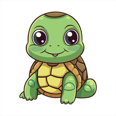 turtle Cute Funny Cartoon Kawaii Clipart Colorful Watercolor Animal Pet Sticker Illustration