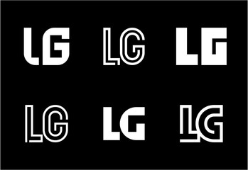 Set of letter LG logos. Abstract logos collection with letters. Geometrical abstract logos