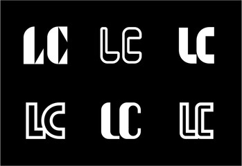 Set of letter LC logos. Abstract logos collection with letters. Geometrical abstract logos
