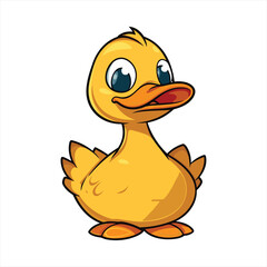 Duck Cute Funny Cartoon Kawaii Clipart Colorful Watercolor Animal Pet Sticker Illustration