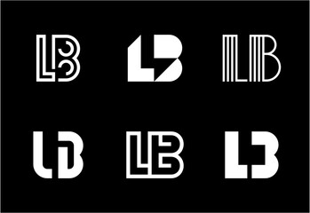 Set of letter LB logos. Abstract logos collection with letters. Geometrical abstract logos