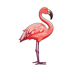 Flamingo Cute Funny Cartoon Kawaii Clipart Colorful Watercolor Animal Pet Sticker Illustration
