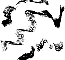 Grunge Dry Brush Ink Strokes Free Hand Set.