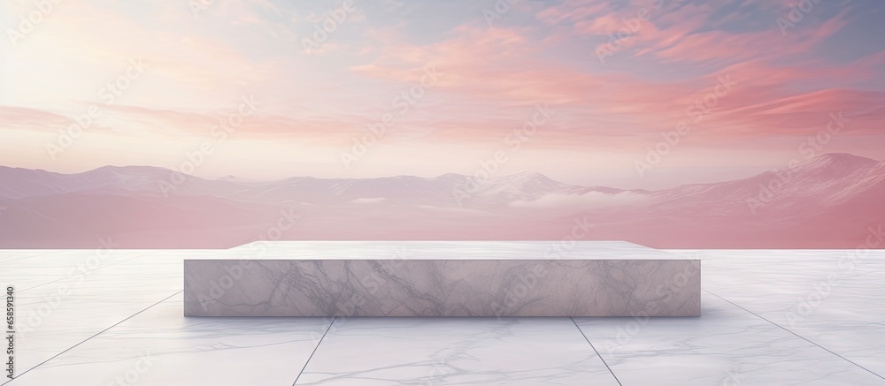 Poster copy space image on isolated background with white marble flooring