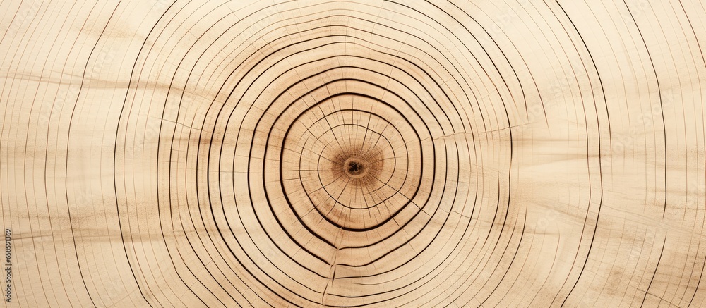 Poster tree trunk cross section displaying growth rings against isolated pastel background copy space