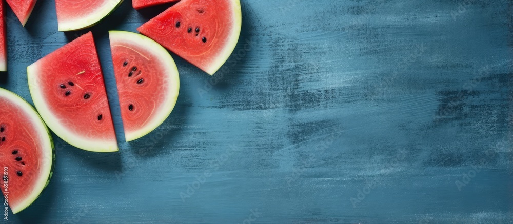 Poster watermelon slices isolated pastel background copy space table space for writing