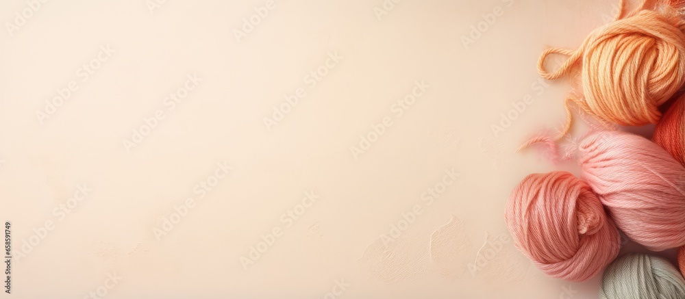 Aufkleber Using various threads for knitting isolated pastel background Copy space
