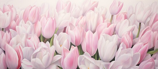 White Montblanc Pathumwan in Siam Tulip Garden isolated pastel background Copy space
