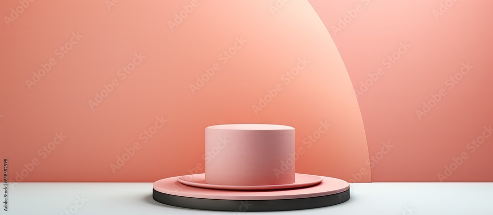 Aufkleber winner awarded on a realistic 3d podium empty stand isolated in isolated pastel background copy spac