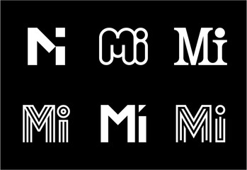 Set of letter MI logos. Abstract logos collection with letters. Geometrical abstract logos