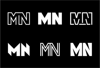 Set of letter MN logos. Abstract logos collection with letters. Geometrical abstract logos