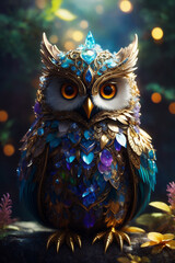 Cute And adorable fantasy owl Bird. generative ai