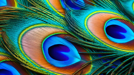 Obraz premium background of luxurious peacock tail feathers close up