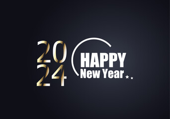 Happy new year 2024 banner template design. 2024 new year luxury background 