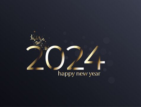 Happy new year 2024 golden background Banner design  for new year