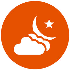Cloud And Moon Vector Icon Design Illustration