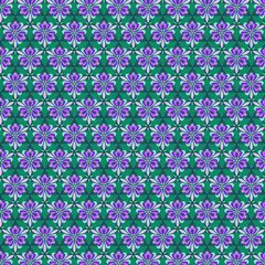 Bright multicolor abstract geometric floral mosaic tile on a green background Modern fabric and paper pattern