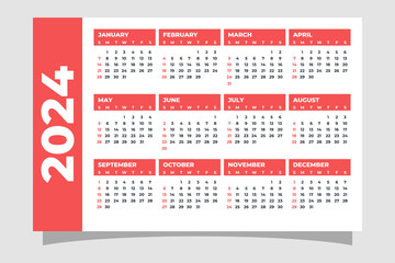 Wall calendar 2024 template in a minimalist style