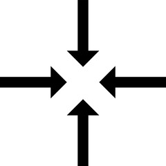 Inward icon design in flat style. Four arrows.