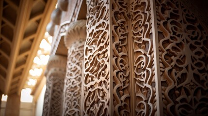 An up-close view of the intricate details and artistic beauty of a mosque's architecture