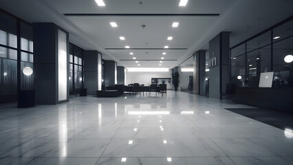 Lobby empty reception hall interior of blurry scene business office background 