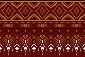 Red Cross stitch colorful geometric traditional ethnic pattern Ikat seamless pattern abstract design for fabric print cloth dress carpet curtains and sarong Aztec African Indian Indonesian