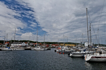 Fototapeta na wymiar Tejn Harbour with Sailingboats