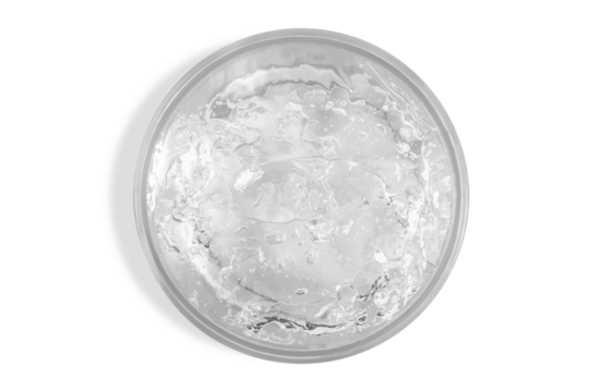 Transparent cosmetic gel with a transparent jar. On an empty background.
