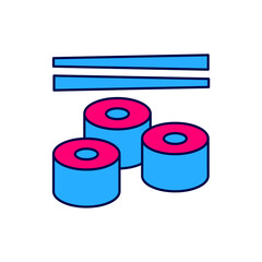 Filled outline Sushi icon isolated on white background. Traditional Japanese food. Vector